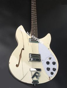 2022NEW 6STRING Profesyonel Baskı Akustik Elektrikli Guitarwhite Boya Yarı İçi Boş Çekirdek 3piye Neckrridge4141453