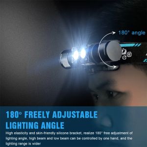 TrustFire H5R LED -strålkastare 18650 Batteri USB -uppladdningsbar strålkastare 600lm Dual Head ficklampor Lykta för fiskesjaktläger