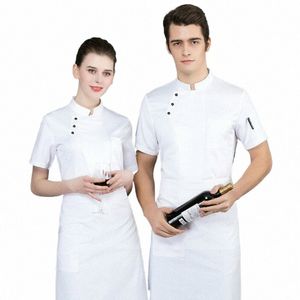 Hotel Küche Overalls Sommer Atmungsaktive Männer Restaurant Chef Uniform Konditorei Kochen Arbeit Tragen Bäckerei Kellner Uniform V4Kv #