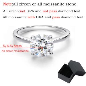 Smyoue White Gold 2ct 100% moissanite Pierścionek zaręczynowy dla kobiet S925 Srebrny lab