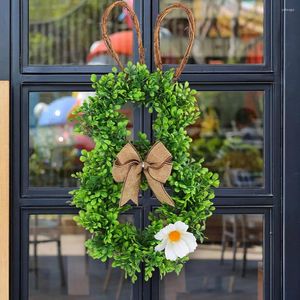 Decorative Flowers Easter Wreath With Bow-knot Creative Shape Home Party Garland Door Wall Hanging Oranments Festival Decoration