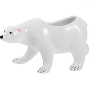 Vases Small Ceramic Polar Bear Flower Pot Office Decorative Planter Ceramics Succulent