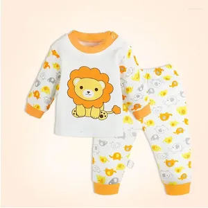 Kläder sätter vårens höst bomull underkläder grossistmärke Baby Boy Girl Long Sleeve Tops Pants 2 PC/Set Cartoon Print Children's