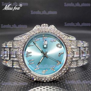Diğer Saatler Çift Missfox Luxury Marka Diamond Es Lover için Yeni Otomatik Tarih Relogio Masculino de Luxo T240330