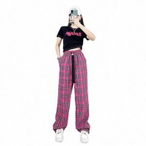 jazz Costume Hip Hop Women Clothing Cott Top Tide Plaid Pants Dance Pants Crop For Adult Performance Modern Dancing Clothes 78M6#