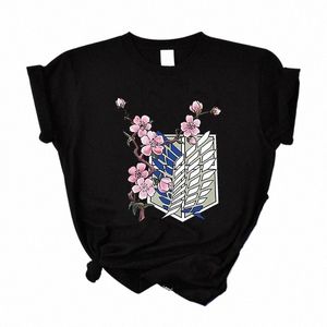 日本のアニメ攻撃タイタングラフィックプリントTシャツメンカジュアルfi半袖プラスサイズTシャツ女性U283＃