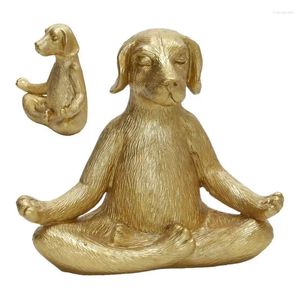 Dekorative Figuren, sitzende Hundestatue, Kunstharz, goldene Meditationsfigur, Dekor, Möbelornamente für Nachttisch, Schreibtisch, Esszimmer