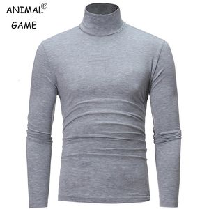 Felpe Intimo uomo Casual Dolcevita Manica lunga Top Pullover TShirt Abbigliamento elastico Tinta unita basic 240321