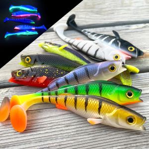 SpinPoler Soft Lure Shad Wobblerシリコンベイト釣りワームTテールウォッブラー用塩水止まり、パイク、ザンダーフィッシングギアタックル