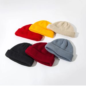 20 Colors Winter Warm Casual Short Thread Hip Hop Beanies Hat Korean Adult Women Men Elastic Wool Knitted Skull Cap Wholesale