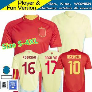 2024 Euro Cup Spanien Soccer Jersey Morata Ferran Asensio 24 25 Spanska landslagets fotbollsskjorta S-4XL Men Kids Kit Set Home Away Camisetas Espana Rodri Olmo Ansu Fati