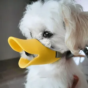 Cão vestuário focinho silicone pato máscara para cães anti mordida parar latido pequeno grande boca focinhos acessórios para animais de estimação