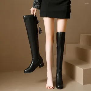 Stövlar Hög häl för kvinnor 2024 Autumn/Winter Korean Edition Knight Boots: No Drop Over Knee