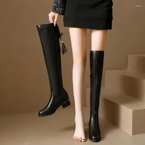 Botas de salto alto para mulheres 2024 outono/inverno edição coreana botas de cavaleiro: sem queda sobre o joelho