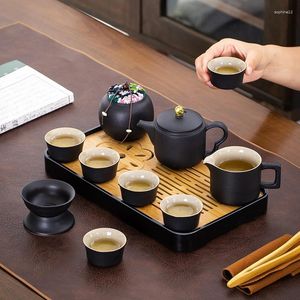 Conjuntos de chá ao ar livre preguiçoso chá conjunto chinês cerimônia copo luxo tarde presente filtro serviço tazas de te