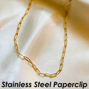 Necklaces 20 Pieces PaperClip Link Necklace Gold Color Stainless Steel Paper Clip Chain for Jewelry Making