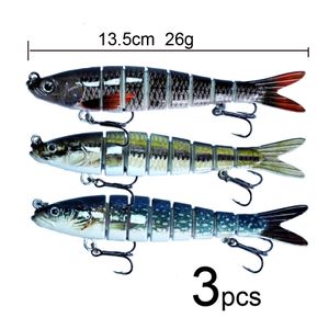 3 pz/lotto Affondamento 8 Segmenti Multi Snodato Swimbait Minnow Esche Da Pesca Per Pesci Mandarini Luccio Spigola In Mare Laghi River Pond 240315