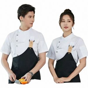 cooking Short Logo Kitchen For Apr Summer Coat Jacket Head Chef Men Restaurant White Sleeve Uniform Clothes Hotel E4ea#