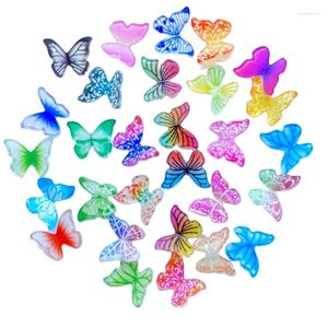 Decorative Flowers 20/50pc Bling Gradient Glitter Resin Colorful Butterfly Nail Art Decorations Ornament DIY Manicure Decals Accessories