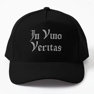 Ballkappen in Vino Veritas – Wine There Is Truth, lateinisches graues Design, Baseballmütze, Partyhüte für Männer und Frauen