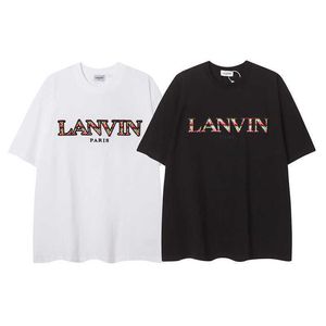 Langfan Lanvin Chengyi ten sam produkt prosty haftowany przemysł haftowany T-shirt męski i kołnierz nici damskich