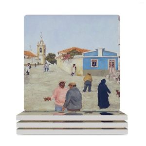 Table Mats Igreja De Ferragudo Ceramic Coasters (Square) Cute Kitchen Tea Cup Holders Customized