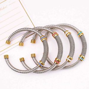 Fashion Stainless Steel Adjustable Bracelet for Women Colored Cubic Zirconia Jewelry Prom Accessories