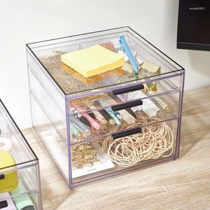 Storage Boxes Sleek Clear 3-Drawer Tall Desk Organization Set