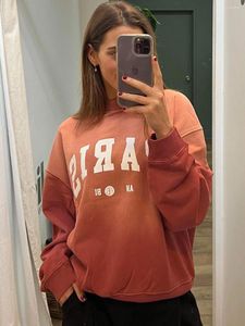 Women's Hoodies Letter Printed Fashion Sweatshirts Women 2024 Autumn Round Neck Long Sleeve Loose Sweatshirt Streetwear Vintage Ladies