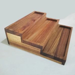 Scaffali con copertura in legno di acacia a tre strati, scaffalature da cucina, contenitori per organizzazione di stoccaggio in legno naturale, scaffali per barattoli di spezie per condimenti