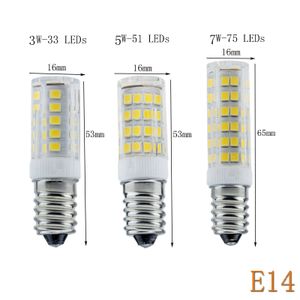 LED E14 3W 5W 7W 33LED 51LEDS 75LEDS AC220VバルブSMD 2835ミニLEDコーンバルブシャンデリアスポットライト冷蔵庫冷蔵庫ランプ