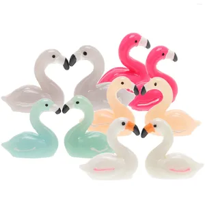 Decorações de jardim 10 pcs Micro Paisagem Decorativa Pot Pequenos Brinquedos Animais Estatuetas Mini Flamingos Animais Bolo