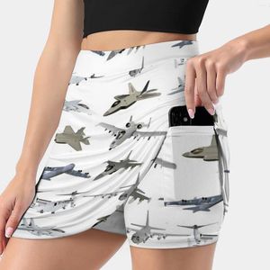 Skirts Us Military Airplanes Women's Skirt Y2K Summer Clothes 2024 Kpop Style Trouser With Pocket American Pattern