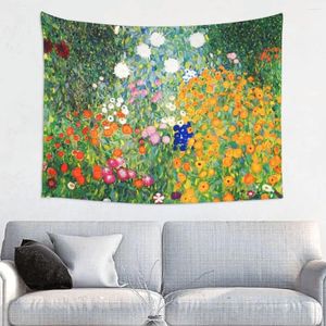 Tapeçarias Flor Jardim por Gustav Klimt Tapeçaria Pendurada na Parede para Quarto Personalizado Hippie Pintura Arte Decoração de Casa