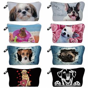 Tier Heißer Verkauf ToiletryBag Hund Druck Frauen Kosmetiktasche Anpassbare Make-Up Taschen Student Bleistift Fall Schule Lehrer Geschenk k6qX #