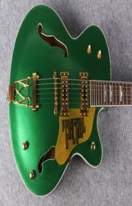 Gre Falcon G6120 Metallic Green Chet Atkins Country Jazz Semi Hollow Body Electric Pearloid Pearloid Block InLay Gold Trapeze T7838822