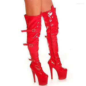 Tanzschuhe: Klassische 20-cm-Kniestiefel mit Stiletto-Schnalle und sexy 8-Zoll-Höhe für die Bühne