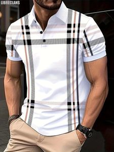 Striped Plaid Printed Mens POLO Shirt Summer Mens Top Plus Size Casual Comfort Versatile Short Sleeves for Shopping 240320