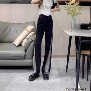 Designer South Oil High Quality PR Women's New Back Bag Logo Slim Straight Leg Wide Leg Denim Pants Correct F9GC