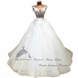 lakshmigown vestidos glittrande bröllopsklänningar 3d blommor spets 2023 arabiska kvinnor glitter princial brud dres backl 22gl#