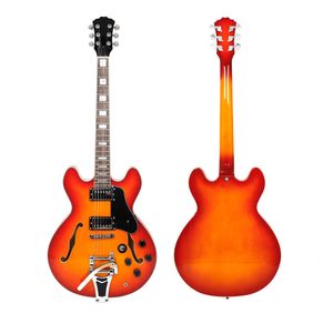 IRIN High-end 22 Grade Jazz Water Willow Double F-hole Guitar, Professional Performance of Rock Electric Acoustic Guitar