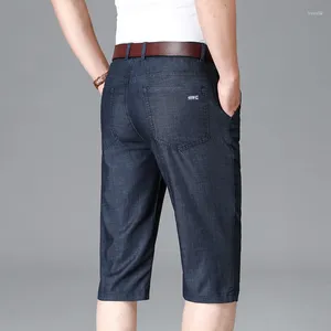 Pantaloncini da uomo estivi pantaloni corti in denim da lavoro sottile per uomo vestibilità dritta ampia elasticizzata casual sopra il ginocchio abbigliamento di marca maschile