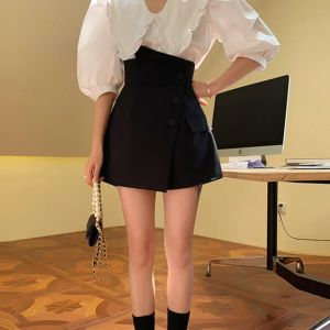 Suit Black Shorts For Women Summer And Autumn High Waist Loose Irregular Thin Buttocks Anti Slip Unif Skirt Fairy Pants