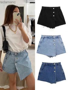 Skirts Skorts Denim Skirt Women Shorts Single Breasted Pocket High Waist A-line Sexy Jeans Skirts 2023 Summer All-match Office Lady Clothes 240330