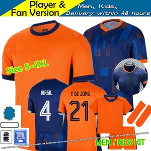 2024 Maglie da calcio Paesi Bassi Coppa Euro Memphis de Jong Virgil de Ligt 24 25 Team nazionale olandese Gakpo Dumfries Bergvijn Fan Player Shirt Football Kids Kits S-4xl