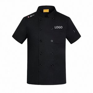 Summer Chef's Overalls korta ärmar Restaurang Kitchen Work Uniforms Cake Shop Cafe Waiter Overall Catering Food Chef Jackets L8GD#