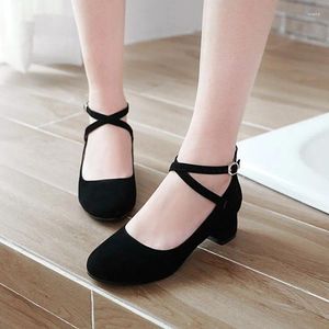 Casual Shoes Gold Heels Women's Low-Heeled Nubuck Round Toe Pumps Sandals Ladies 2024 Lace-Up Spring Fashion African Retro Lat