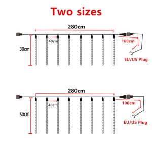 Солнечный метеорный душ дождь светодиодные струнные светильники каскад Рождественский рождественский сад патио патио водопад украшения деревьев навидад Новый