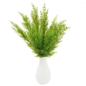 Decorative Flowers 42cm Branch Artificial Leaves Home Office Balcony Garden Room Decor Pine Cypress Fake Plants Green Accessories