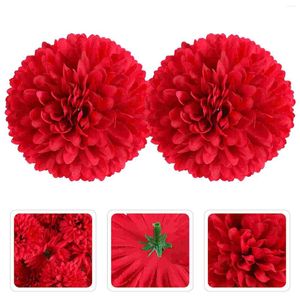 Flores decorativas 50 crisântemos artificiais sem haste arranjo de flores decoração para festa de chá de panela de casamento (vermelho)